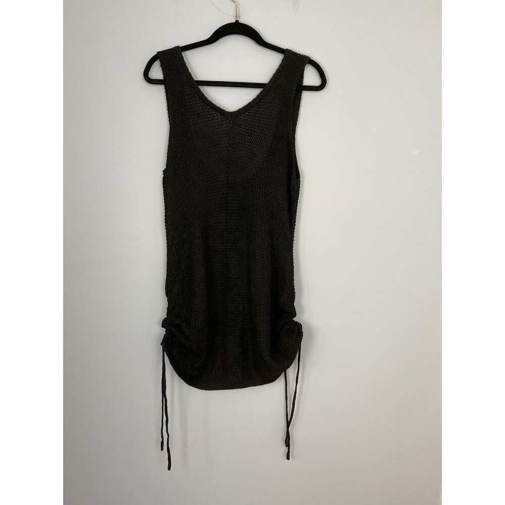 FFRJJ Womens Size Small Crochet Black Swimsuit Coverup Adjustable Hem Knit Dress